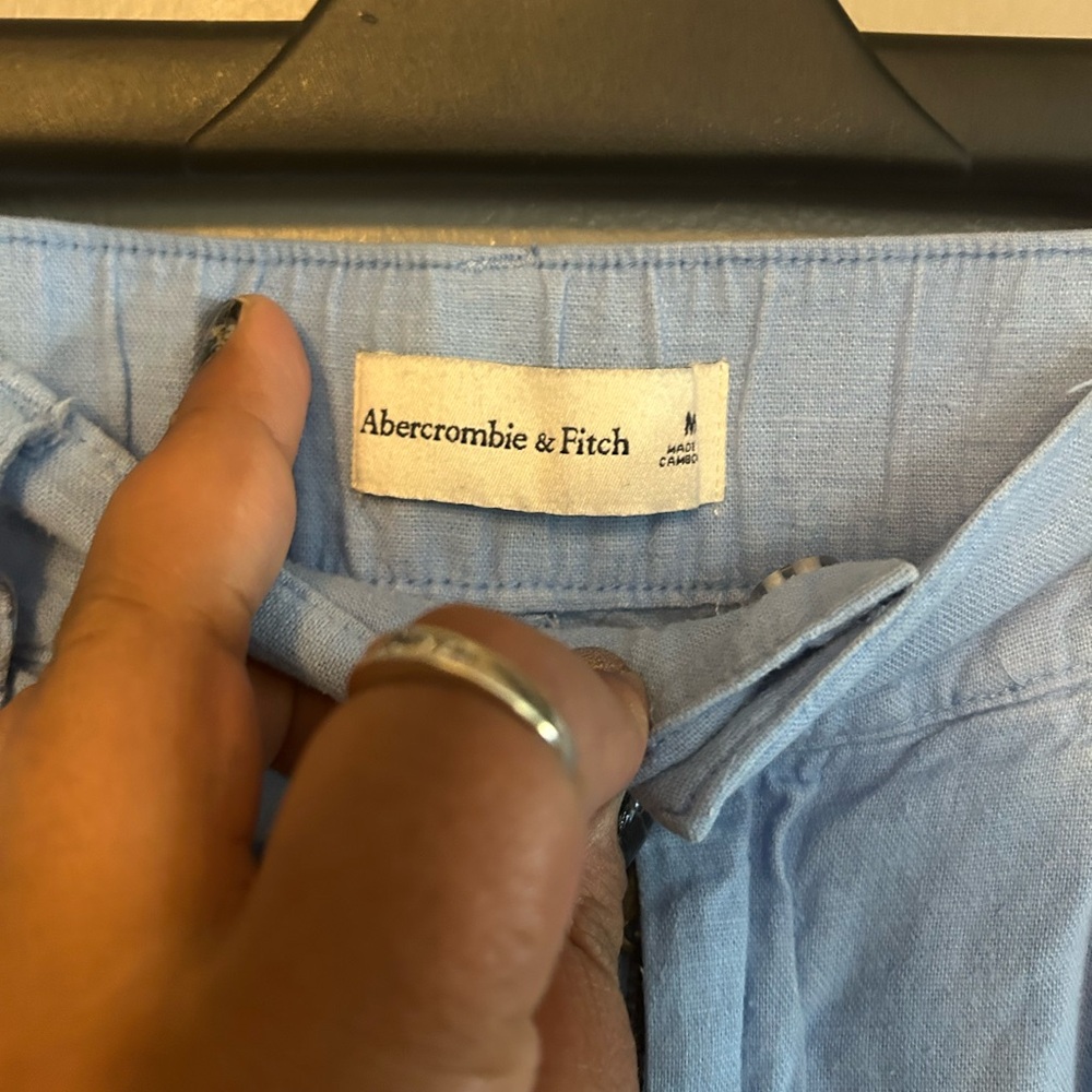 Abercrombie & Fitch Pants -  light blue linen blend button blend wide leg - Picture 5 of 13
